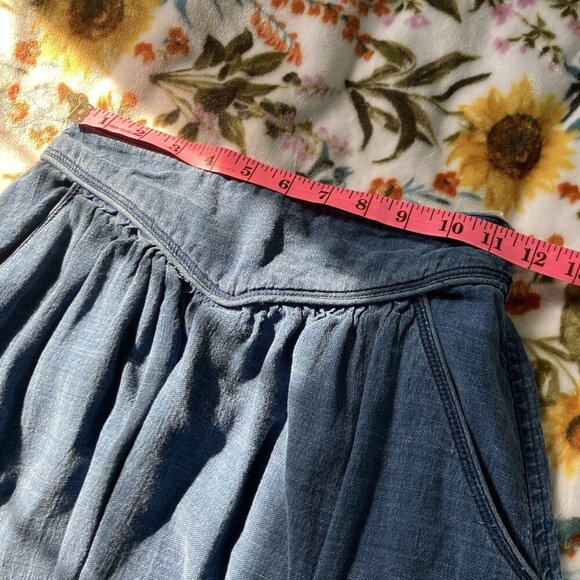 Wilfred Gabrielle Skirt Womens Linen Chambray Midi Western High Slit Denim - Picture 9 of 10